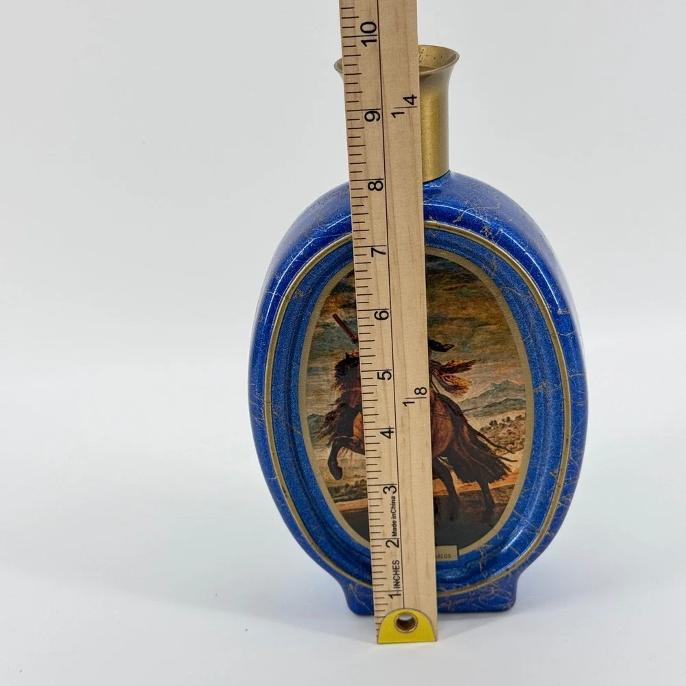 Prince Baltasar Carlos Equestrian Ceramic Decorative Bottle Blue Gold